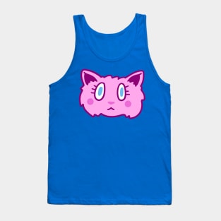 Pink Cartoon Cat Face Tank Top